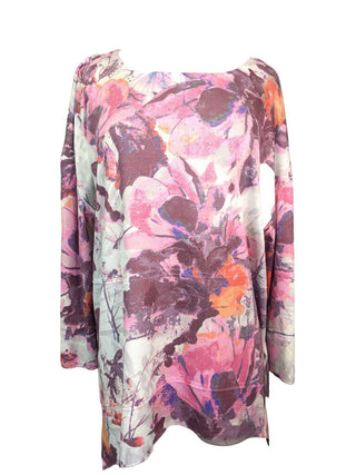 R Floral Embezzled Ribbed Top