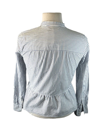 R Striped peplum button front shirt