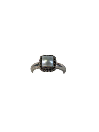 R sterling pearl ring