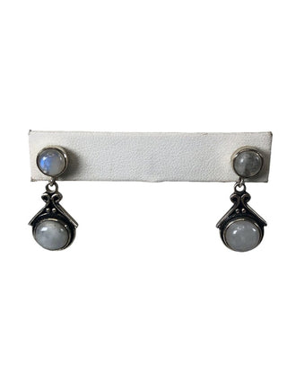 R Sterling 2-stone dangle earings