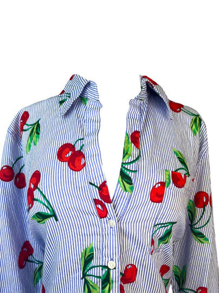R Striped Button Up w/Cherries