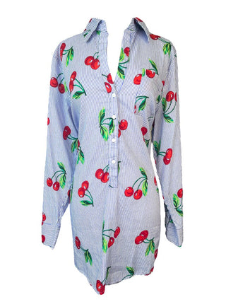 R Striped Button Up w/Cherries