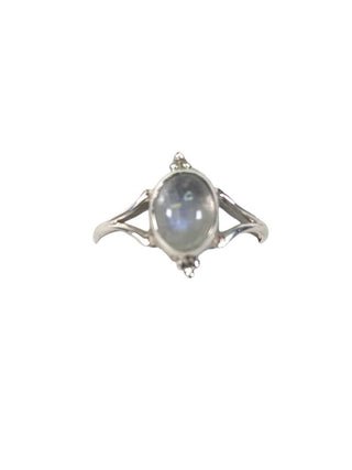 R sterling moonstone ring