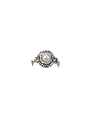 R sterling pearl ring