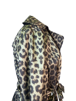 R Leopard Print Trench Coat