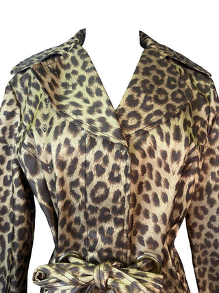 R Leopard Print Trench Coat