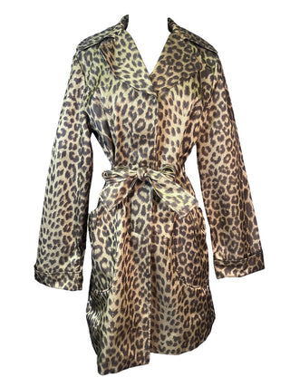 R Leopard Print Trench Coat