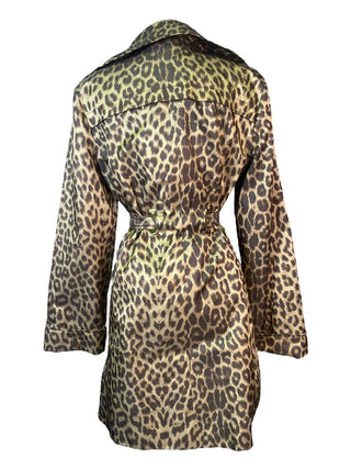 R Leopard Print Trench Coat