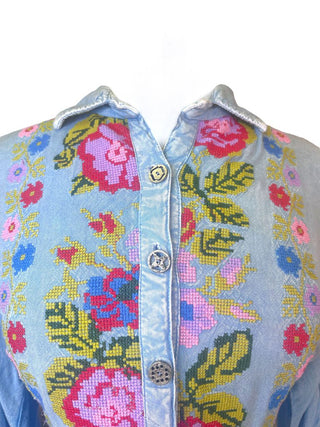 R Embroidered Button Up Top