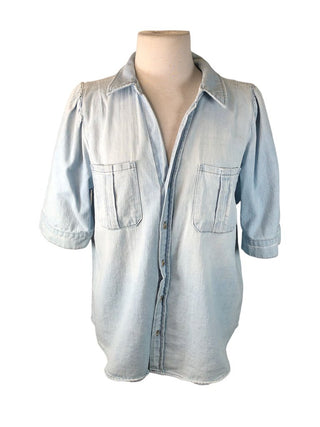 R Short sleeve button front denim shirt