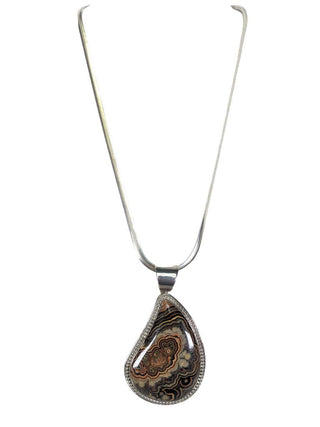 R sterling picture agate pendant necklace