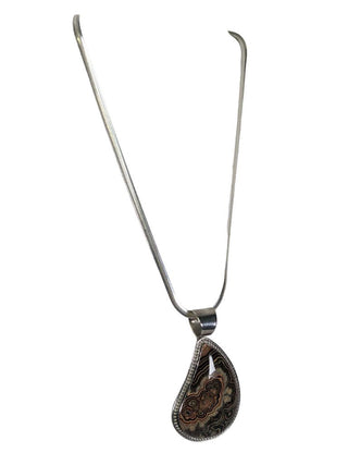 R sterling picture agate pendant necklace