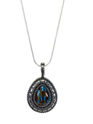 R sterling Carolyn Pollack inlay pendant on (none sterling chain)