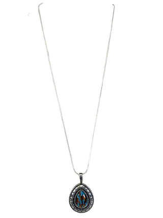 R sterling Carolyn Pollack inlay pendant on (none sterling chain)