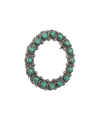 R sterling turquoise Mexican pin