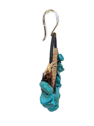 R turquoise silk hemp cord on 10k gold hooks earrings
