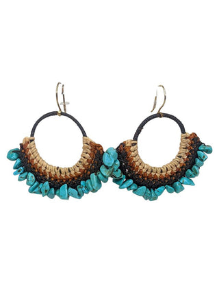 R turquoise silk hemp cord on 10k gold hooks earrings