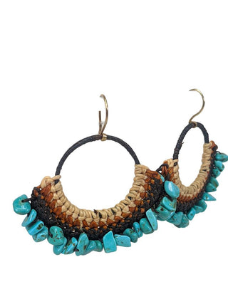 R turquoise silk hemp cord on 10k gold hooks earrings