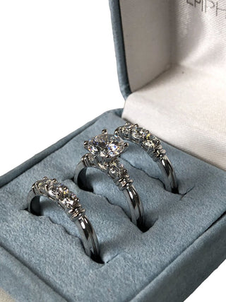 R Sterling cz ring trio
