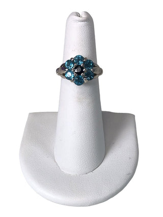 R Sterling multi stone flower ring