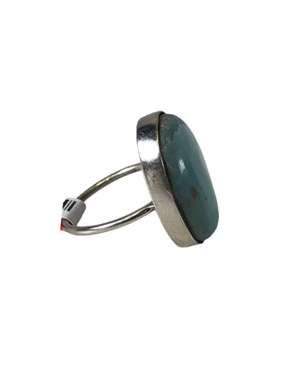 R Sterling oval stone ring
