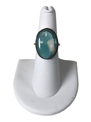R Sterling oval stone ring