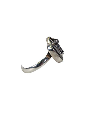 R sterling Herkimer Diamond & meteorite ring