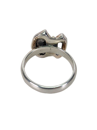 R sterling Herkimer Diamond & meteorite ring