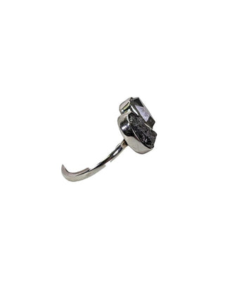 R sterling Herkimer Diamond & meteorite ring