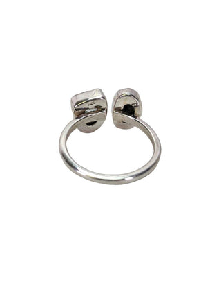 R sterling Herkimer Diamond & meteorite ring