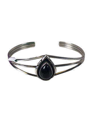 R Sterling teardrop stone bracelet cuff