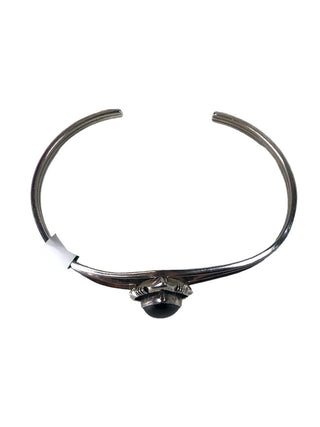 R Sterling teardrop stone bracelet cuff