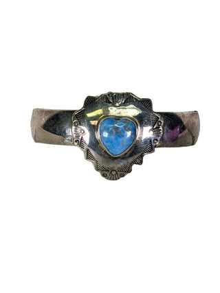 R sterling lapis heart cuff bracelet