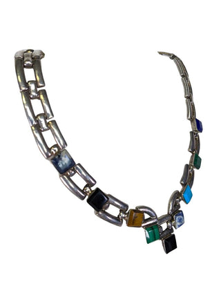 R vintage Taxco sterling stone choker necklace