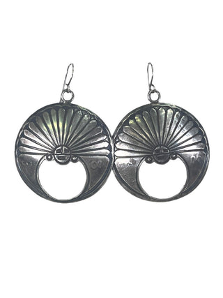 R sterling sunface concho earrings