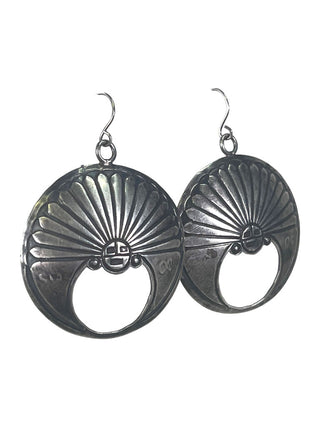 R sterling sunface concho earrings