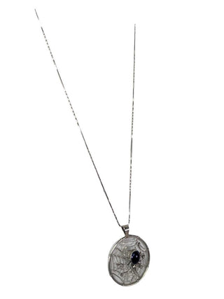 R sterling spider web necklace