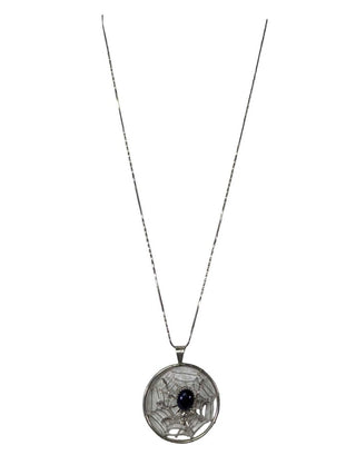 R sterling spider web necklace