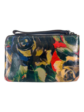 R floral leather wristlet