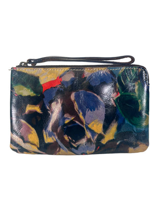 R floral leather wristlet