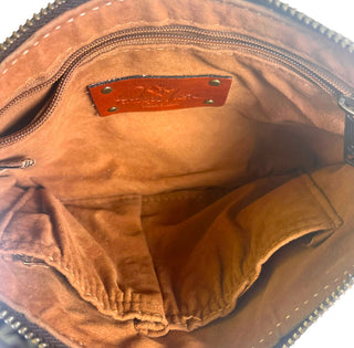 R floral leather wristlet
