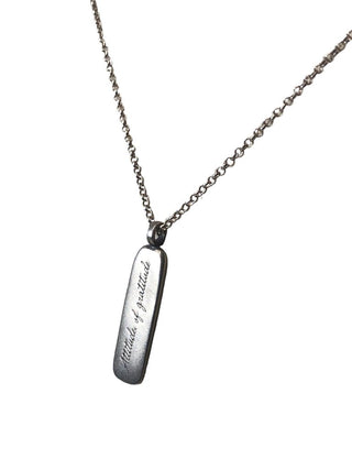 R Sterling "Attitude of Gratitude" pendant on base metal chain