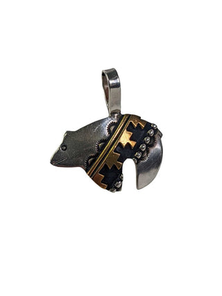 R vintage sterling & gold overlay bear pendant