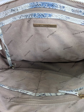 R embossed leather shoulder floral print