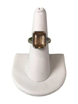R Sterling Emerald cut stone ring