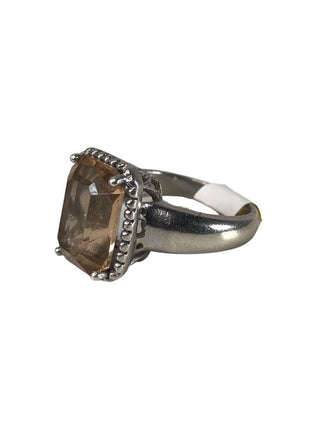 R Sterling Emerald cut stone ring