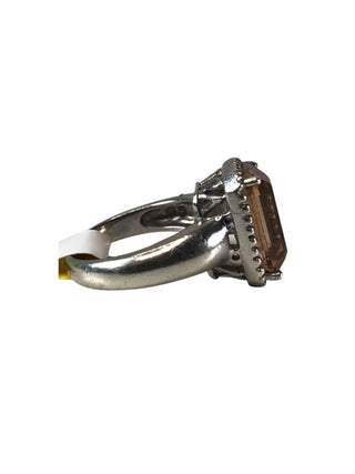 R Sterling Emerald cut stone ring