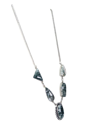 R Silver Plated Stone Necklace