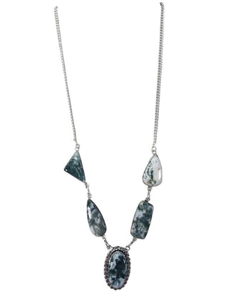 R Silver Plated Stone Necklace