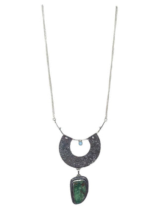 R Silver Plated Stone Necklace